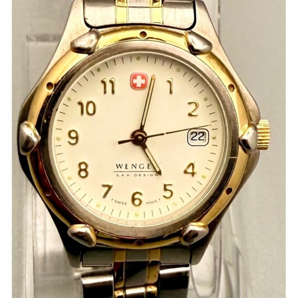 Wenger Swiss Made SAK Design Two Tone Watch Date 29mm New Battery